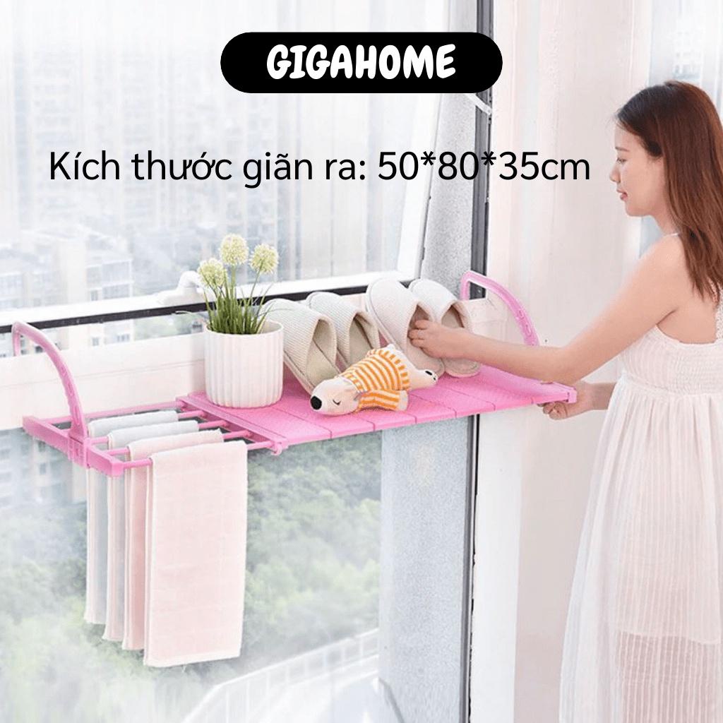 Giàn Phơi Đồ GIGAHOME Giá Phơi Quần Áo Treo Ban Công, Lan Can, Cửa Sổ Gấp Gọn Tiện Lợi 8281