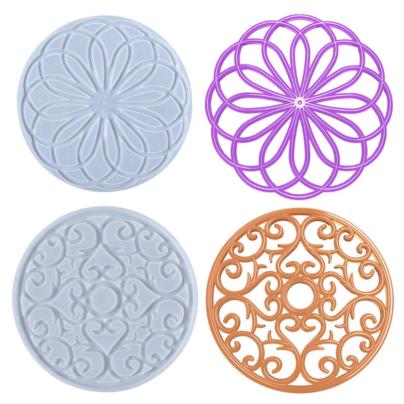 Khuôn Làm Đế Lót Ly Bằng Epoxy Họa Tiết Pha Lê Độc Đáo DIY