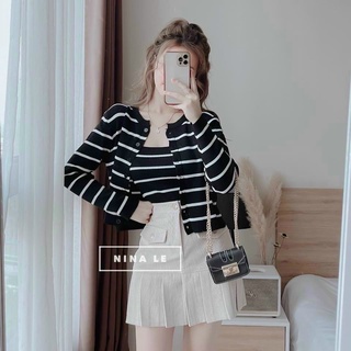 Sét áo kẻ kèm chân váy xinh xinh