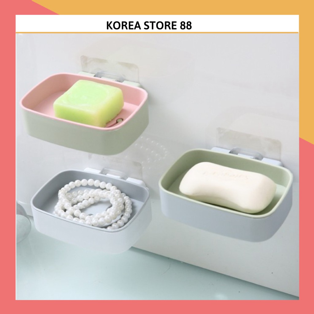 [Loại tốt] - Khay Để Bánh Xà Phòng Dán Tường 2 Lớp Đáy Kín Hình Mặt Cười 88250 KOREA STORE 88