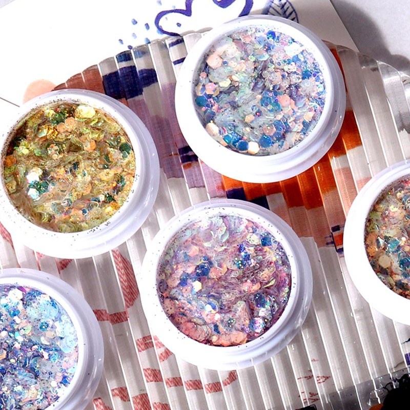 Sa Xô Đựng Kim sa Màu Cầu Vồng Lấp Lánh Trang Điểm Móng Tay Lễ Hội