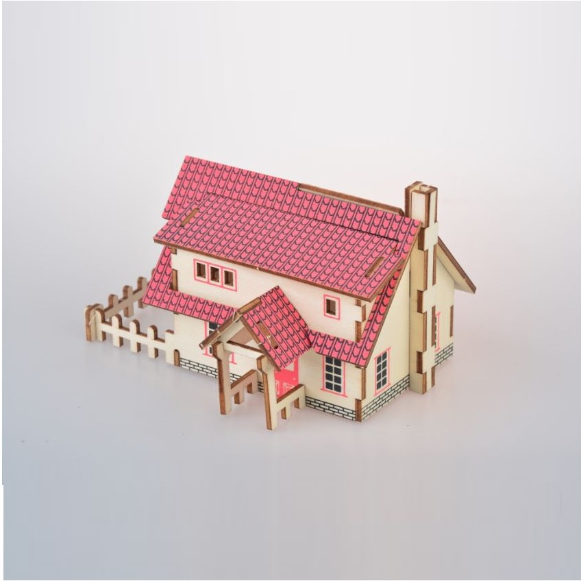 Đồ chơi lắp ráp gỗ 3D Mô hình Nhà Ranch House Laser