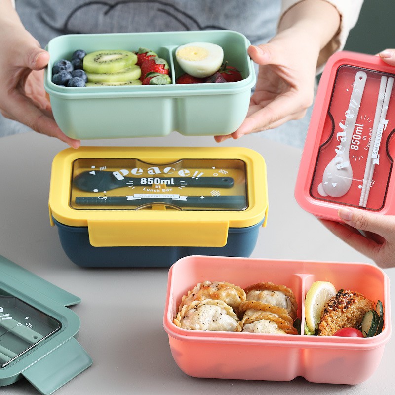 Hộp cơm giữ nhiệt văn phòng Peace In Lunch Box 850ml 2 ngăn có thể hâm nóng trong lò vi sóng màu pantone cực sang chảnh