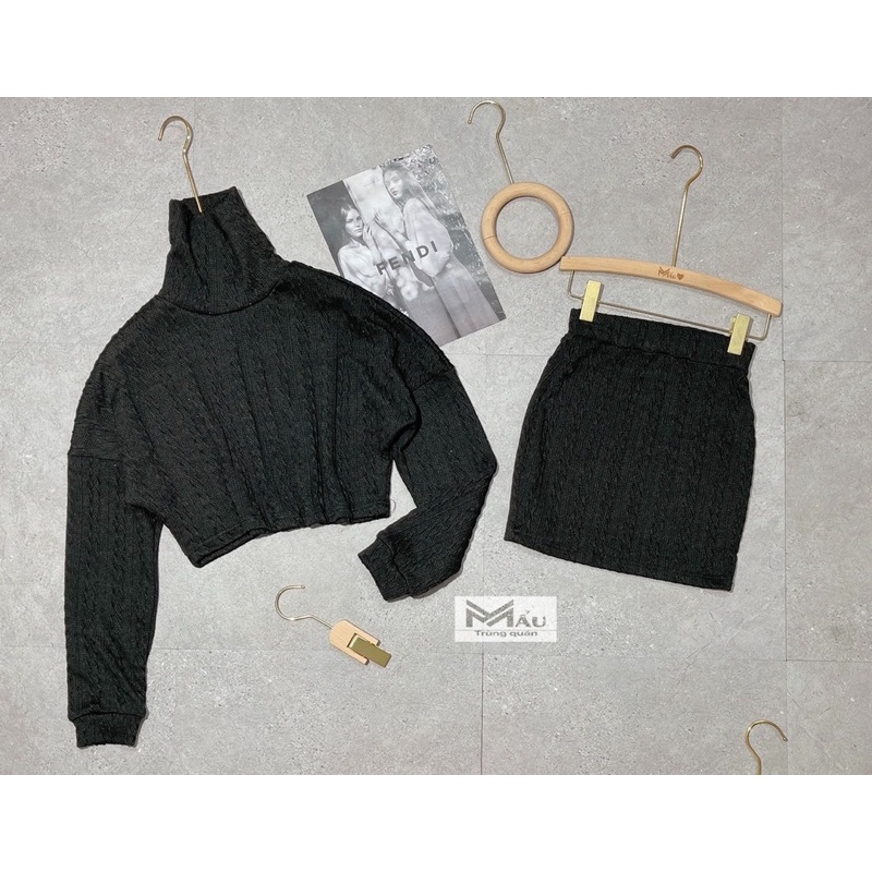 Set áo len kèm chân váy