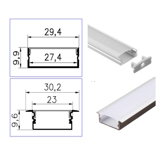 Combo 2 thanh 1 mét  U3010, T3010 Thanh nhôm định hình LED dây, sử dụng lắp âm, lắp nổi trang trí nội thất