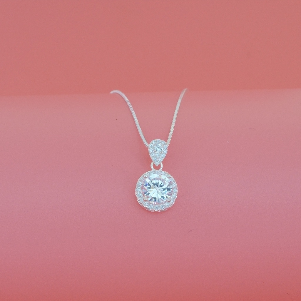 Dây chuyền bạc 925 mặt tròn hình mặt tròn nhỏ sáng lấp lánh thời trang cho nữa  ANTA Jewelry - ATJ6541M