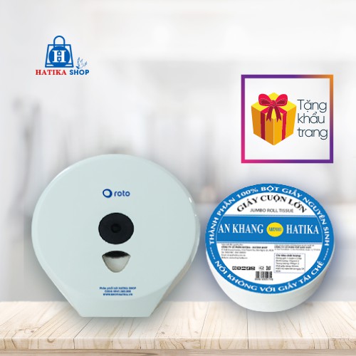 Bộ Sản Phẩm 1 Hộp Đựng Giấy Vệ Sinh Cuộn Lớn và 1 Cuộn Giấy Lớn HATIKA 700GR