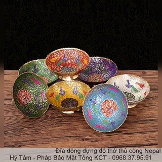 |Cao Cấp| Đĩa Đồng Đựng Đồ Thờ Họa Tiết Thủ Công Bằng Tay Nepal