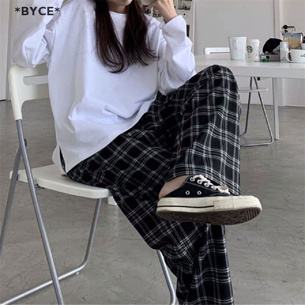 Quần Ống Rộng Lưng Cao Họa Tiết Kẻ Sọc [BYCE] [BYCE]