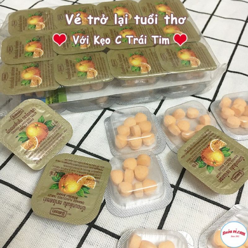 Vỉ 24 Hộp Kẹo Cam C Trái Tim Thái Lan