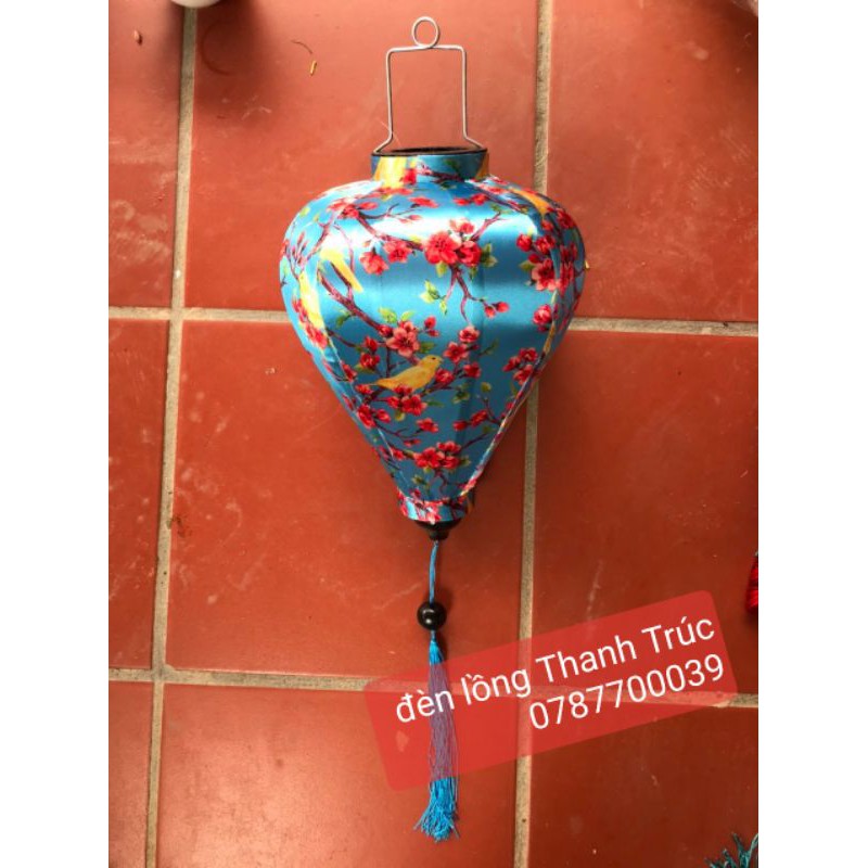 Đèn lồng Hội an trang trí vải phi Hoa 3D củ tỏi siêu xinh 30cm