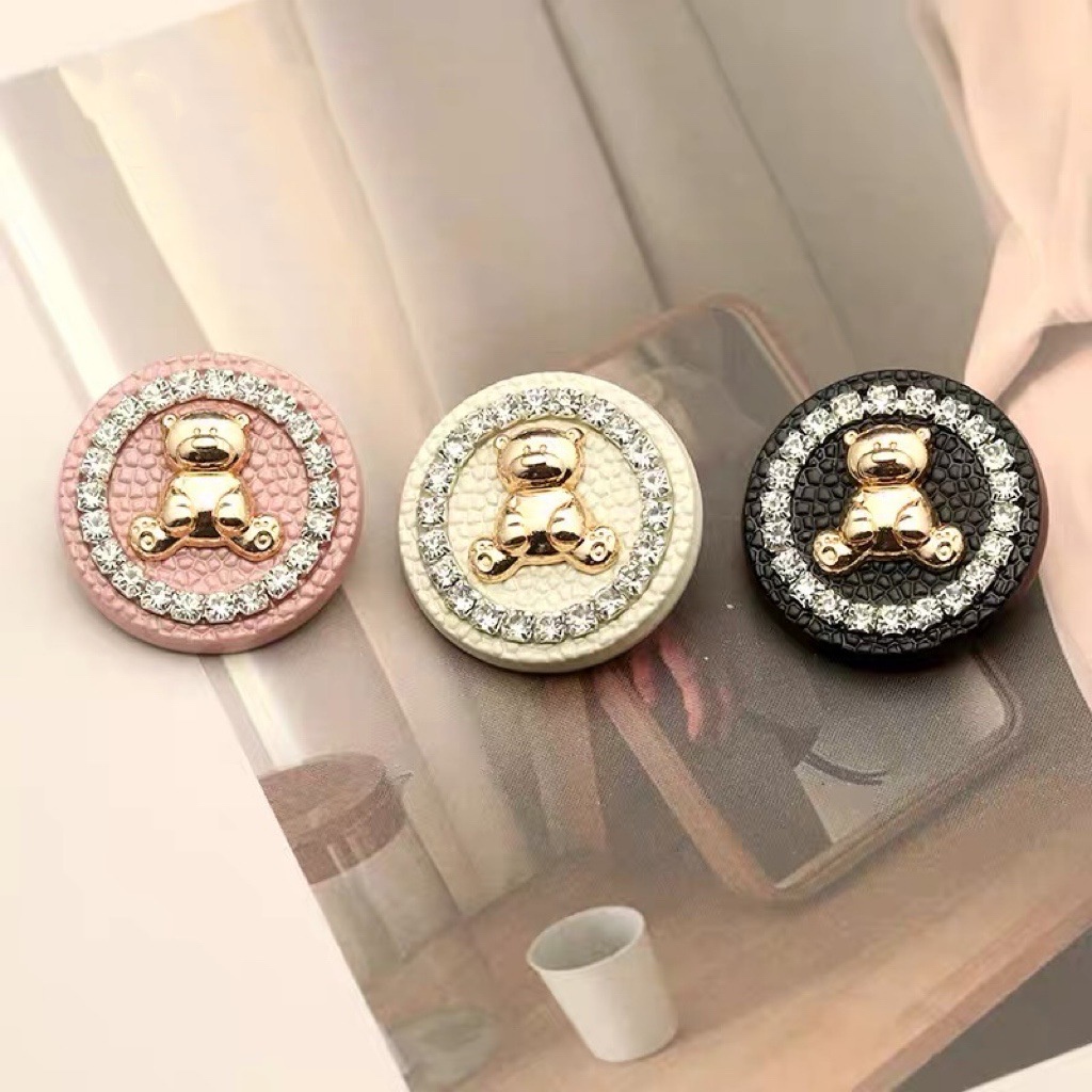 10 cái / lốc Nút trang trí thời trang Hàn Quốc cho quần áo Thiết kế gấu hồng siêu dễ thương Nút rhinestone Nút áo khoác nữ sang trọng