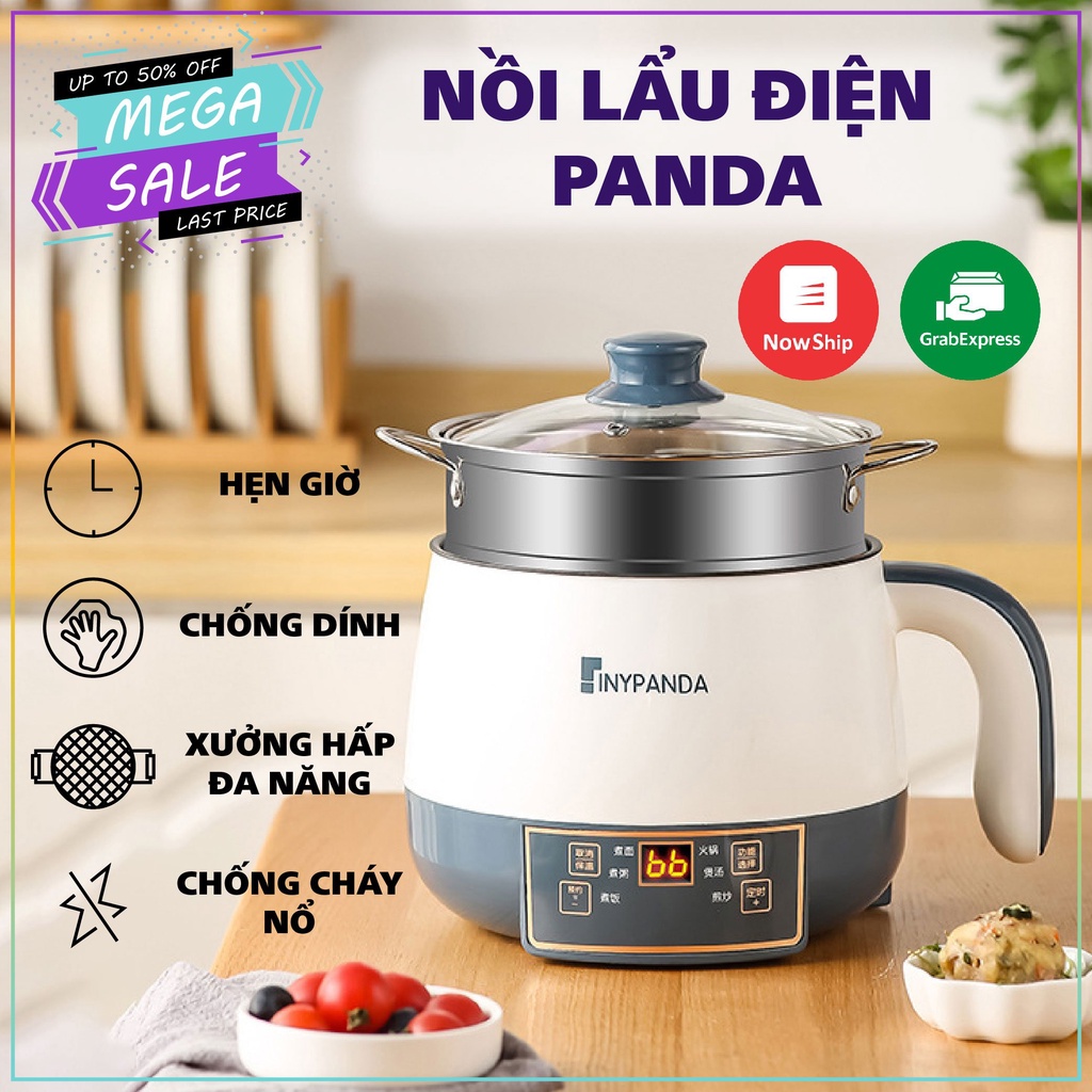 [GIÁ RẺ NHẤT] Nồi Lầu Điện Mini 1.8L PANDA Kèm Giá Hấp (runmass1)