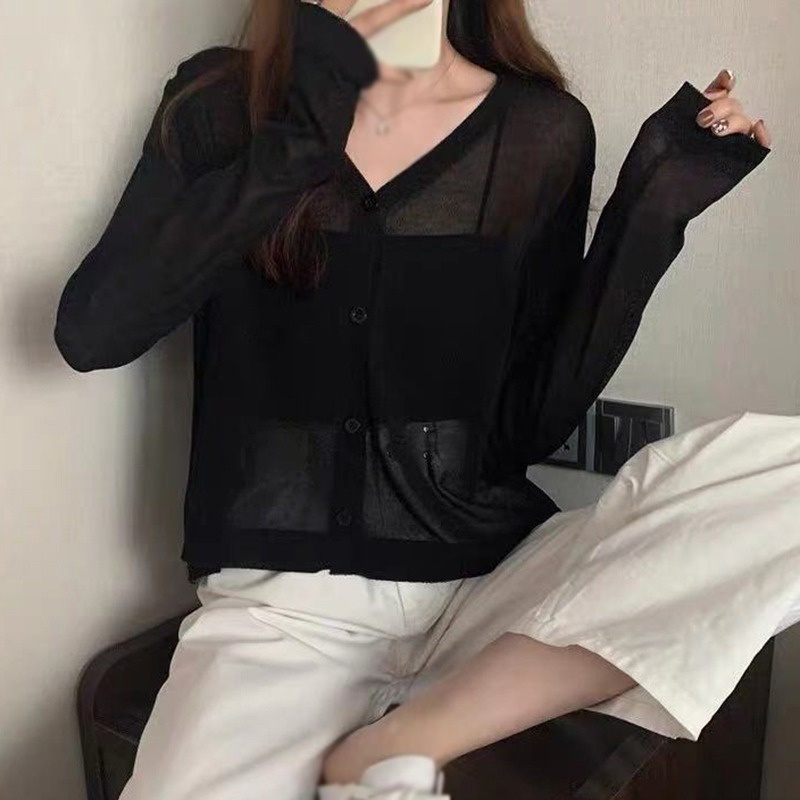 Áo cardigan cổ chữ v tay dài dáng rộng thiết kế thời trang dành cho nữ