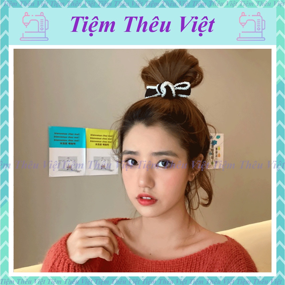 Dây Buộc Tóc Đính Hạt Cườm Tiệm Thêu Việt