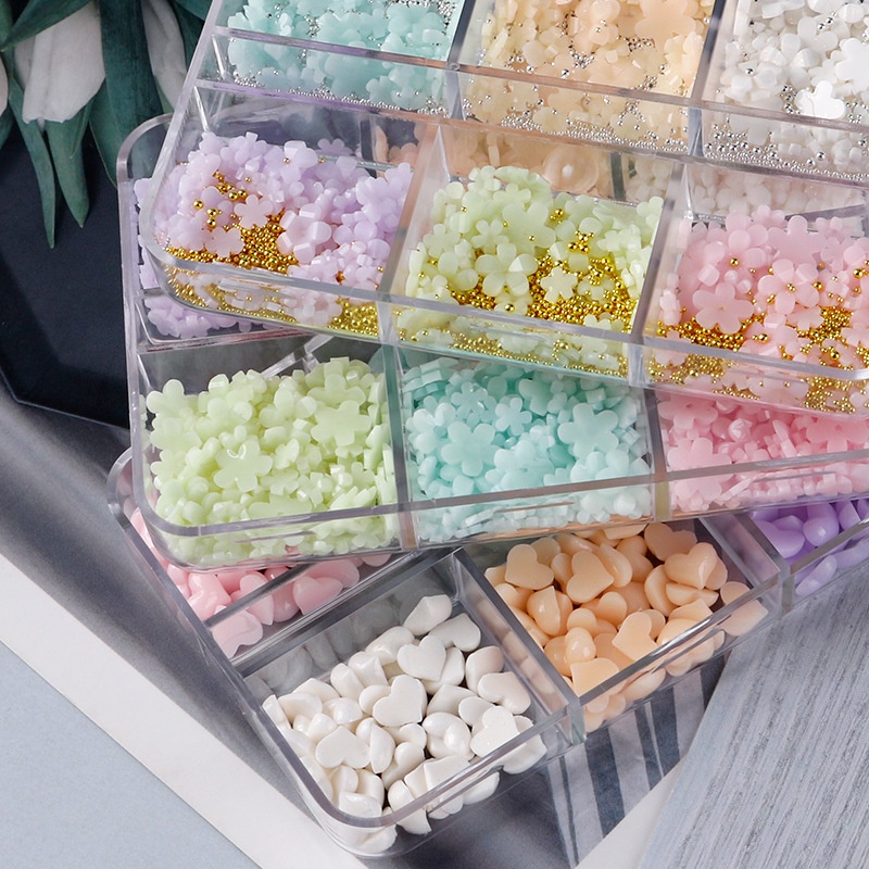 Hộp Phụ Kiện Đá 3D Nhiều Màu Sắc Trang Trí Móng Tay