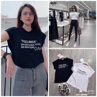 Áo Phông Tanktop Feelings Nữ - Thun ba lỗ form rộng dáng suông, họa tiết chữ cái, kiểu dáng trẻ trung năng động