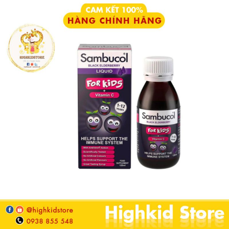Siro tăng đề kháng Sambucol Anh 120ml cho bé từ 1-12 tuổi.