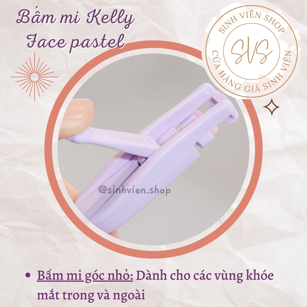 Bộ đôi bấm mi mini Kelly Face pastel họa tiết chân mèo dạng nhựa