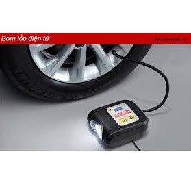 Bơm lốp ô tô TỰ NGẮT cao cấp TOYOTA Accessories nguồn tẩu 12V có đèn bảo hành 12 tháng