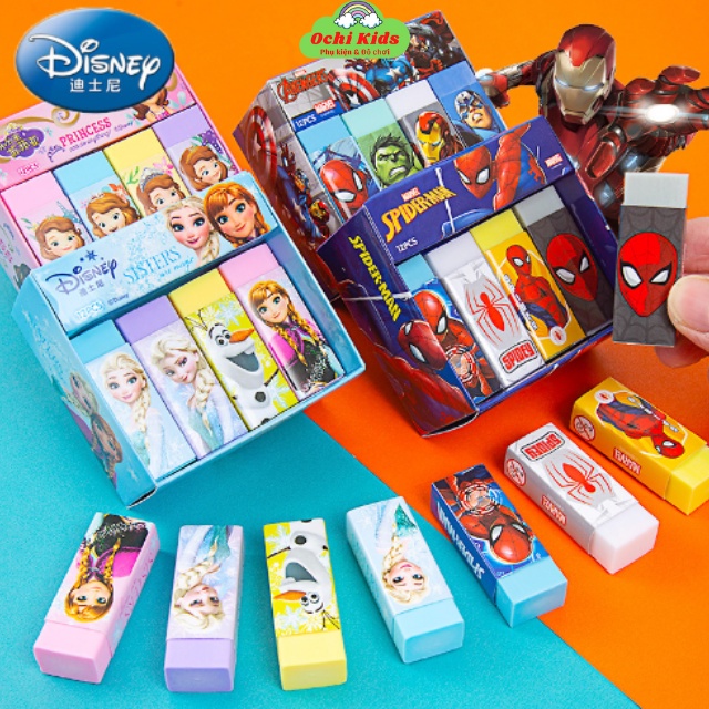 Gôm tẩy chì hoạt hình Disney cho bé, cục tẩy gôm bút chì nhiều màu, đồ dùng học tập cho bé