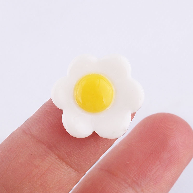 Set 20 Phụ Kiện Trang Trí Điện Thoại/Tủ Lạnh Hình Trứng Ốp La Bằng Nhựa Resin Dễ Thương Diy