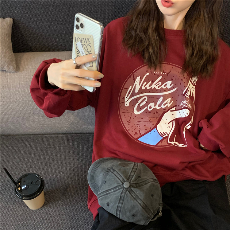 Áo Hoodie Tay Dài In Hình Coca-cola Thời Trang Harajuku Hàn Quốc Cho Nữ 2021