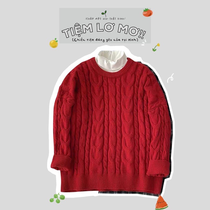 ÁO LEN OVERSIZE_Be,đỏ