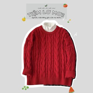 Áo len oversize_be,đỏ