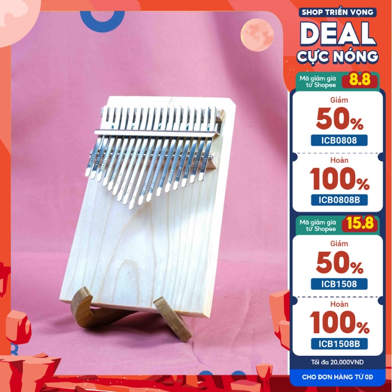 Đàn Kalimba Trơn 17 Phím Tặng Đầy Đủ Phụ Kiện Túi, Búa, Hướng Dẫn, Khăn Lau, Dán Phím