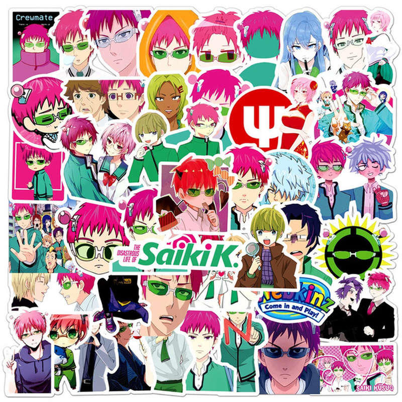 Z&M❀Saiki Kusuo-Series Dán❀50 Cái / Bộ Nhật Bản Anime Dán Chống Thấm Nước Cho Đồ Chơi