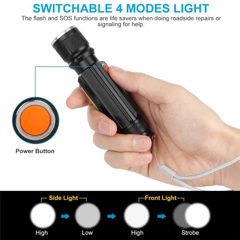 Đèn Pin LED USB T6 Có Nam Châm Chuyên Dụng Cho Cắm Trại