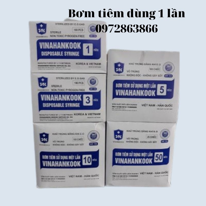 Bơm tiêm dùng 1 lần vinahankook 1ml/3ml/5ml/10ml/20ml/50ml