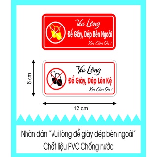 nhãn dán vui lòng để giày dép bên ngoài chất liệu PVC chống nước