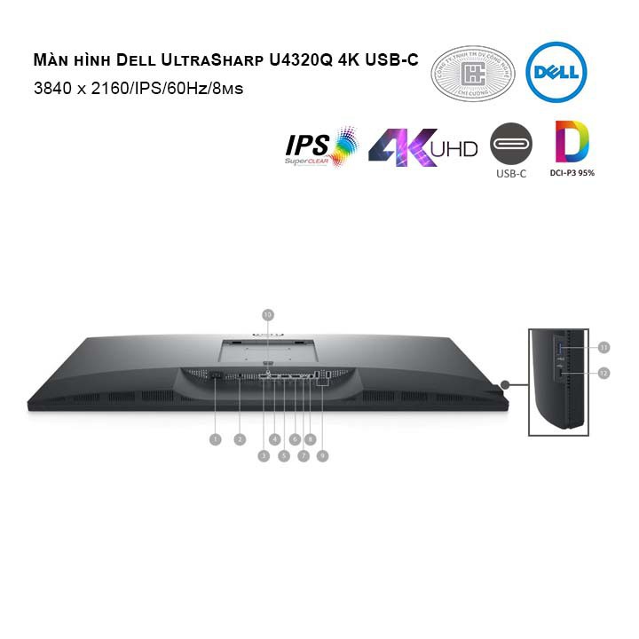 Màn hình Dell UltraSharp U4320Q 43 Inch 4K IPS, HDMI, DisplayPort, USB-C,