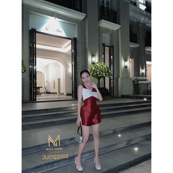 Jumpsuit short ngực phối bèo cách điệu sát nách j1202