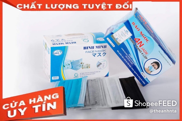 KHẨU TRANG Y TẾ BÌNH MINH  💋 FREESHIP💋 4 Lớp KHÁNG KHUẨN ( siêu dày) - 50 chiếc/hộp, Ngăn Vi Khuẩn và Khói Bụi | BigBuy360 - bigbuy360.vn