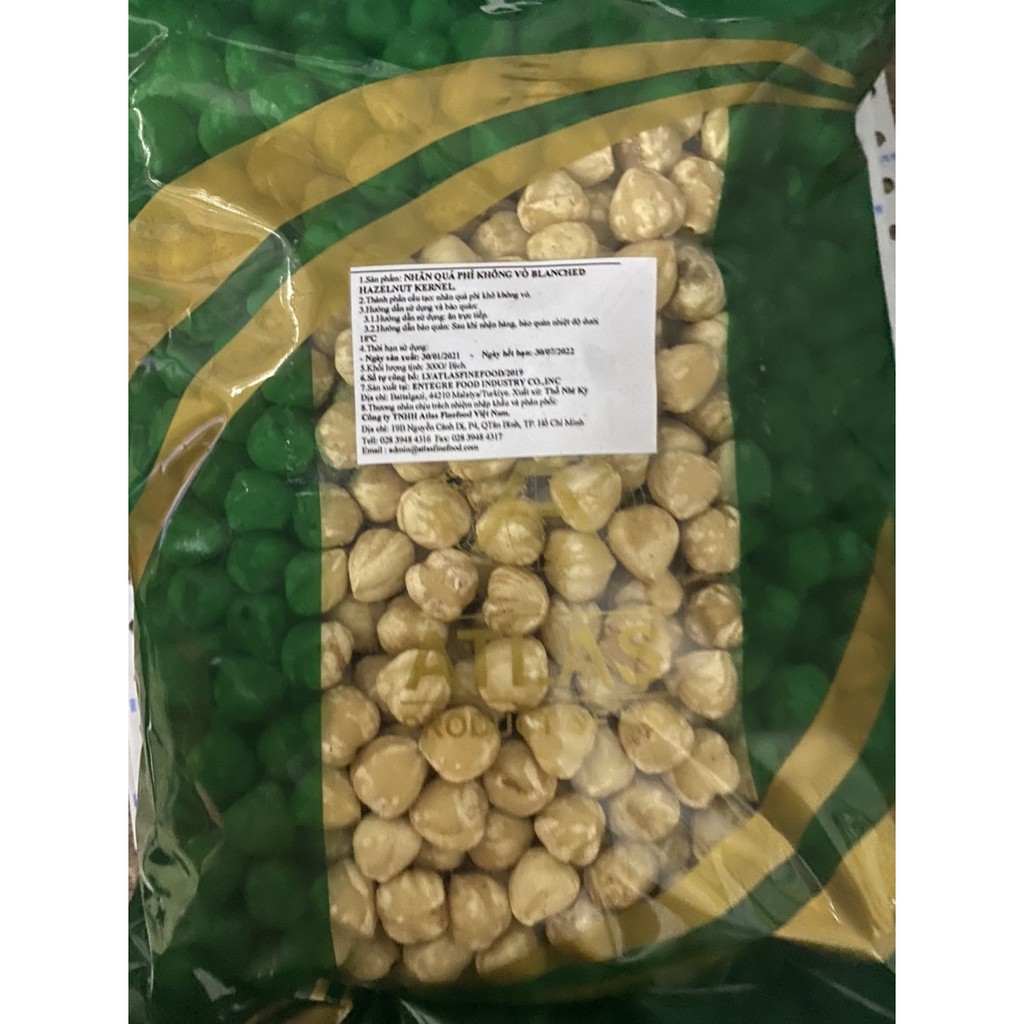 Nhân quả phỉ không vỏ Blanched Hazelnut Whole 1KG