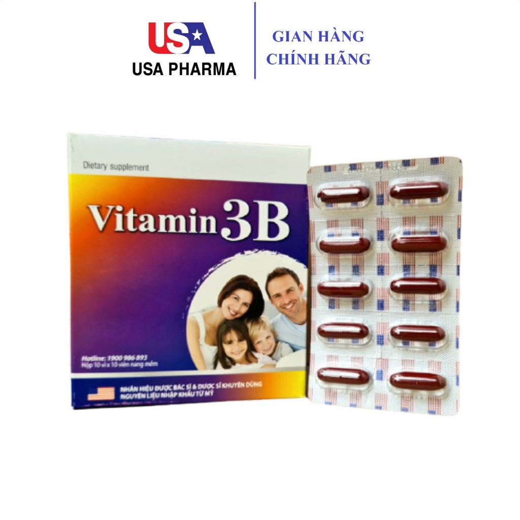 Viên Uống Vitamin 3B Giúp Bổ Sung Và Dự Phòng Thiếu Hụt Vitamin B1, B6, B12 Cho Cơ Thể Hộp 100 Viên (Tím)