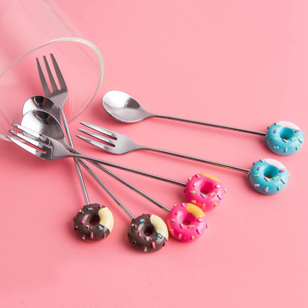 Muỗng / Nĩa Ăn Trái Cây / Bánh Donut Thời Trang Dành Cho Nhà Bếp