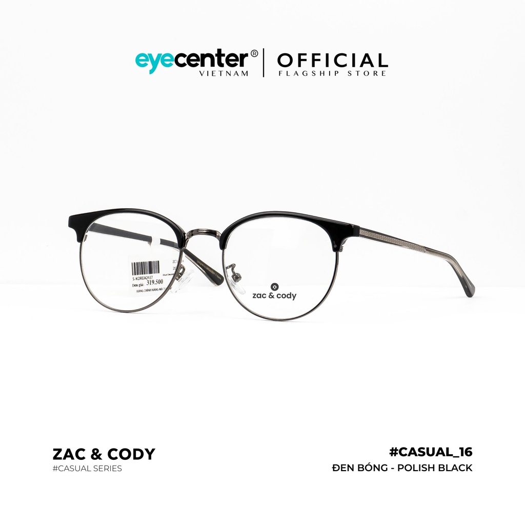 Gọng kính vuông nam nữ chính hãng casual_16 by Zac &amp; Cody nhập khẩu Eye Center Vietnam