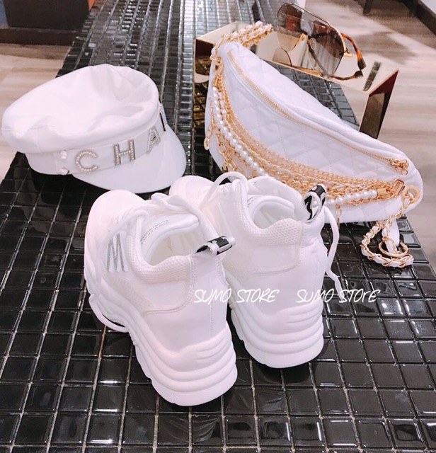 [Mã FAGREEN245 giảm 10% tối đa 30k đơn từ 99k] Giày độn đế nữ 7p trắng full chữ M nhũ cực đẹp | BigBuy360 - bigbuy360.vn