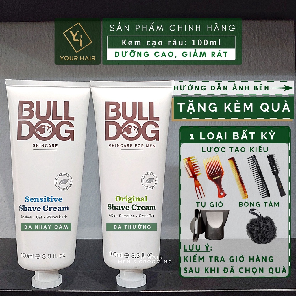 Kem cạo râu bulldog original sensitive shave cream 100ml - ảnh sản phẩm 1