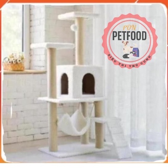 Trụ mèo leo trèo 3 tầng Nhà cây cho mèo cao 1,4m cat tree dụng cụ cào móng