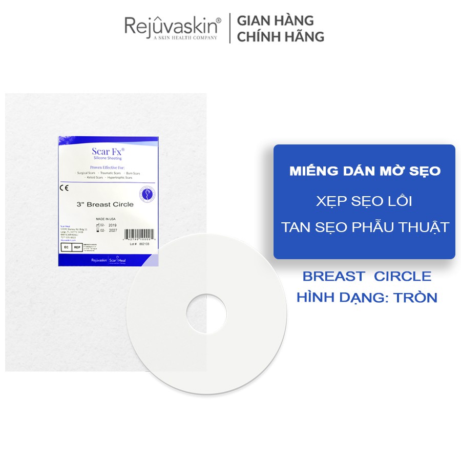 Miếng dán xóa mờ sẹo phẫu thuật ngực Rejuvaskin Scar FX Breast Circle 3″