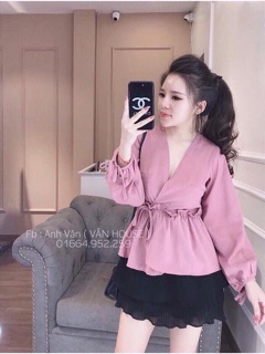 Áo peplum bigsize ( combo quần thanh lam)