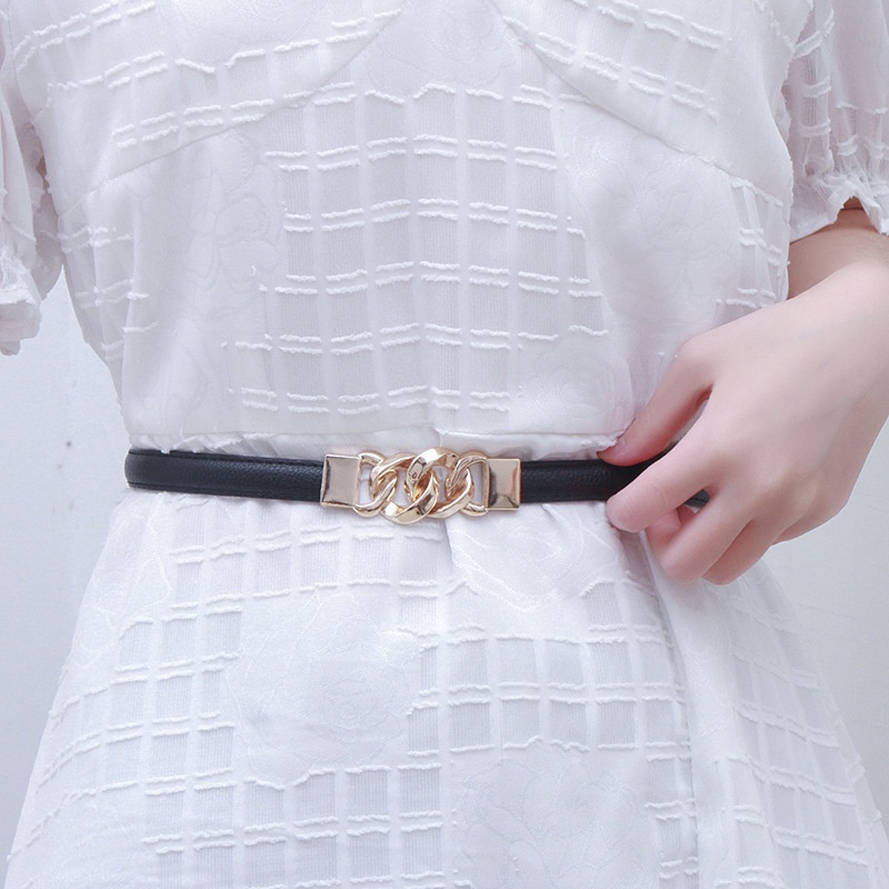 Thắt Lưng Da Phối Khóa Kim Loại Phong Cách Boho Cổ Điển Cho Nữ