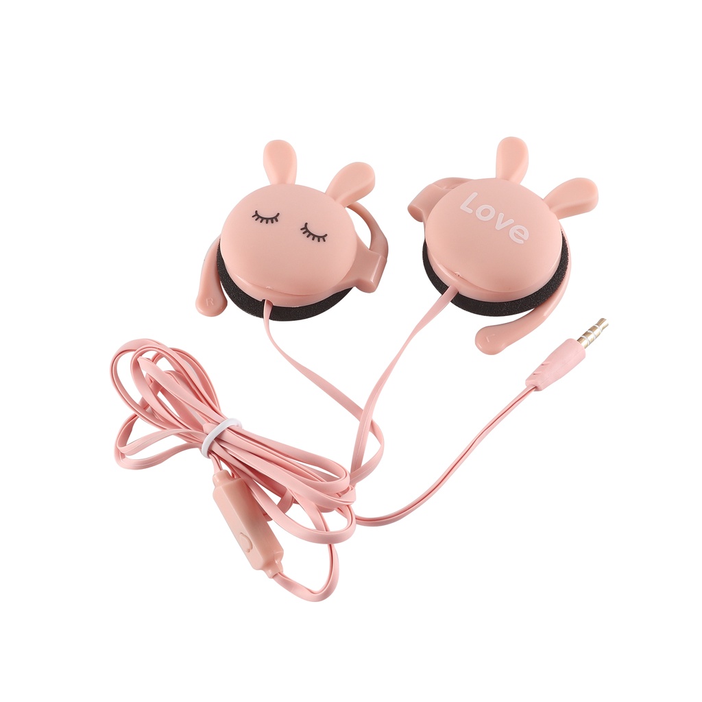 Tai Nghe Móc Vành Tai Giắc Cắm 3.5mm Hình Thỏ Dễ Thương