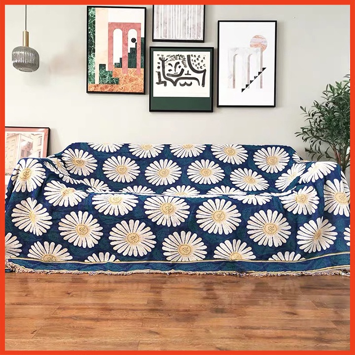 Thảm Sofa, Thảm Trang Trí Thổ Cẩm Hoa Cúc Vintage 90x180cm