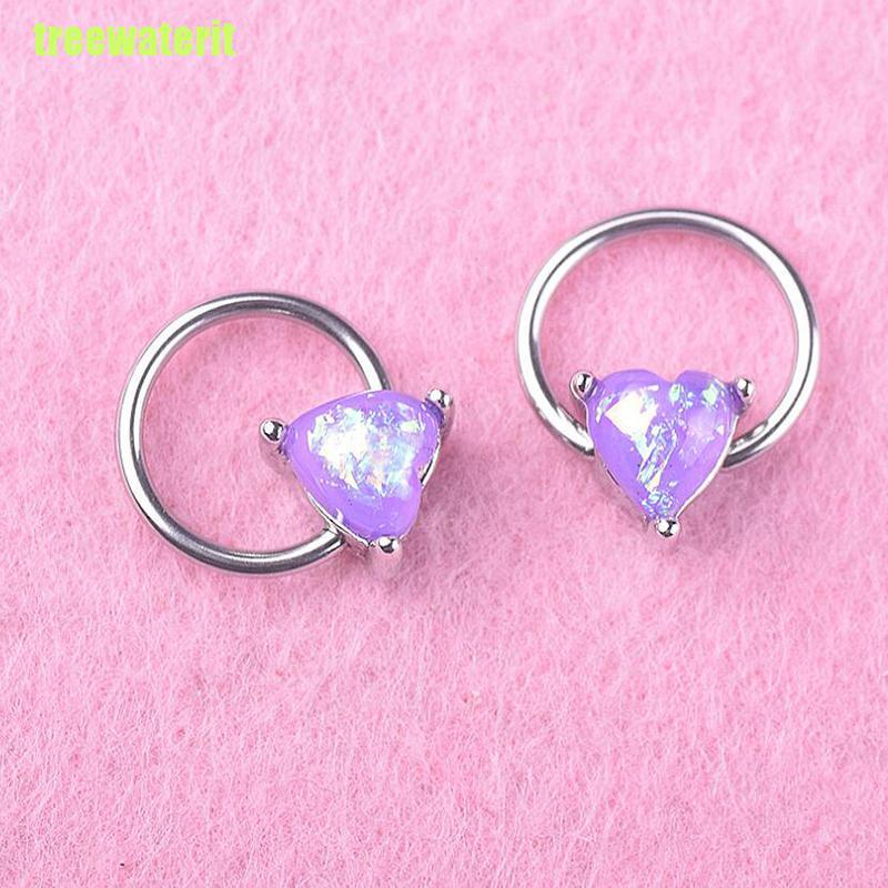 Khuyên Mũi Bằng Thép Không Gỉ Đính Đá Opal Nhân Tạo 16g